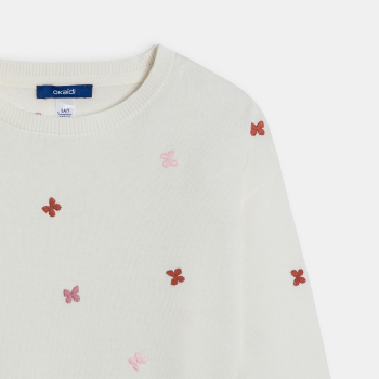 كنزة ثنائية اللون للفتيات، مُزينة بفراشات